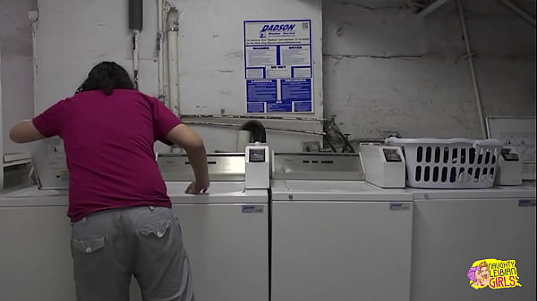 Emo babe takes the initiative and fucks her sexy neighborhood girl in the laundry shop